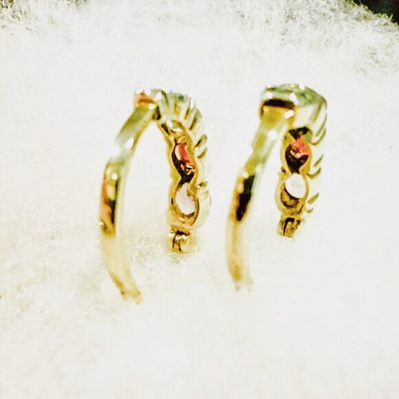 Ross-Simons Vermeil Gold Plated Sterling Silver Multi Gem Stone Hoop Earrings - Picture 10 of 12